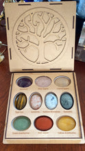 Load image into Gallery viewer, Chakra Palm Stone Set, 10 Stones with Wood Storage Box