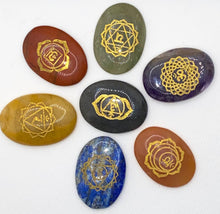 Load image into Gallery viewer, 7 Chakra Engraved Stone with Wooden Box