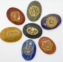 Load image into Gallery viewer, 7 Chakra Engraved Stone with Wooden Box
