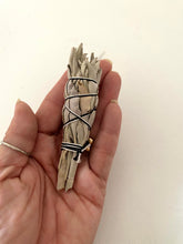 Load image into Gallery viewer, Travel Smudge Kit | White Sage, Shell, Stand, Feather | Drawstring Travel Bag | cleansing | Wicca