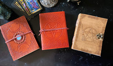 Load image into Gallery viewer, Mystic Travels Journal | Leather | Sustainable Tree Free Paper | Handmade Journal | Grimoire | Wicca
