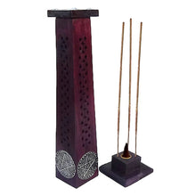 Load image into Gallery viewer, Incense Tower Ash Catcher Incense Stick & Cone Holder with 10 Frangipani Incense Cones - 12" High Aromatherapy