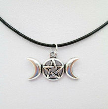 Load image into Gallery viewer, Stainless Steel Triple Moon Amulet | Witch | Wicca | Goth | Jewelry
