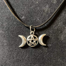Load image into Gallery viewer, Stainless Steel Triple Moon Amulet | Witch | Wicca | Goth | Jewelry