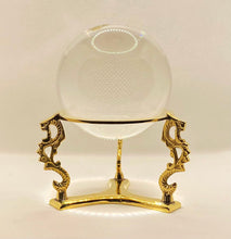 Load image into Gallery viewer, Crystal Ball 4 inch with Brass Dragon Stand | Divination | Scrying | Witchcraft | Mystic