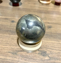 Load image into Gallery viewer, Natural Pyrite Sphere | 2 3/4” Ball with Stand | Healing Crystal | Chakra