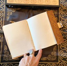 Load image into Gallery viewer, Mystic Travels Journal | Leather | Sustainable Tree Free Paper | Handmade Journal | Grimoire | Wicca