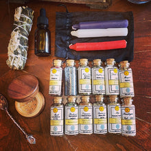 Load image into Gallery viewer, Celtic Triple Moon Apothecary Herb Cabinet Complete Kit