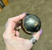 Load image into Gallery viewer, Natural Pyrite Sphere | 2 3/4” Ball with Stand | Healing Crystal | Chakra