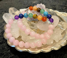 Load image into Gallery viewer, Natural Rose Quartz Stone Beads 7 Chakra Healing Bracelet Yoga 8MM