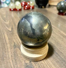 Load image into Gallery viewer, Natural Pyrite Sphere | 2 3/4” Ball with Stand | Healing Crystal | Chakra