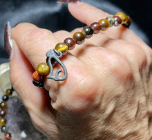 Load image into Gallery viewer, Tiger's Eye Bracelet with Bast | Natural Crystal Bracelet | Cat Charm