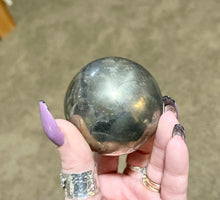 Load image into Gallery viewer, Natural Pyrite Sphere | 2 3/4” Ball with Stand | Healing Crystal | Chakra