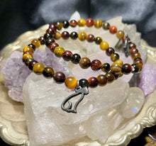 Load image into Gallery viewer, Tiger's Eye Bracelet with Bast | Natural Crystal Bracelet | Cat Charm