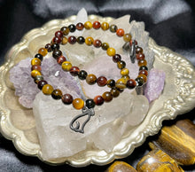 Load image into Gallery viewer, Tiger's Eye Bracelet with Bast | Natural Crystal Bracelet | Cat Charm