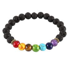 Load image into Gallery viewer, Lava Stone Beads 7 Chakra Diffuser Bracelet Yoga 8MM
