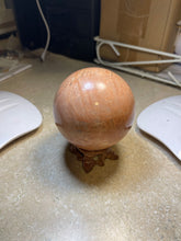 Load image into Gallery viewer, Peach Moonstone 3.75&quot; Sphere with Stand | Healing Crystal | Chakra
