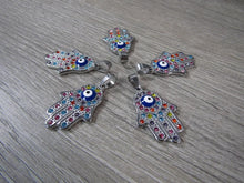 Load image into Gallery viewer, Rainbow Evil Eye Stainless Steel Hamsa Hand Pendant | Protection | Necklace Pendant
