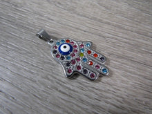 Load image into Gallery viewer, Rainbow Evil Eye Stainless Steel Hamsa Hand Pendant | Protection | Necklace Pendant
