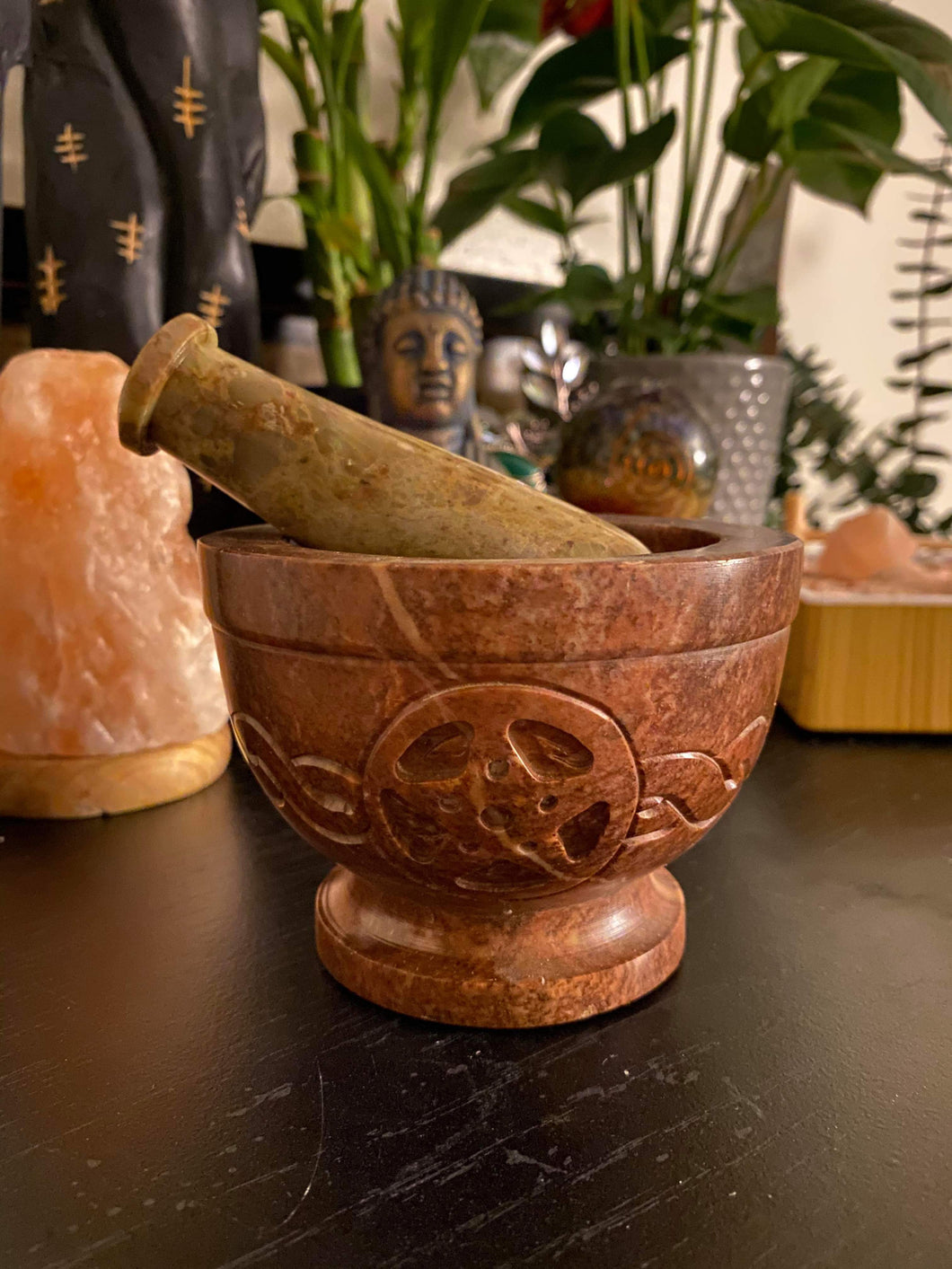 Carved Celtic Knot Pentacle Mortar & Pestle | Wicca | Witchcraft