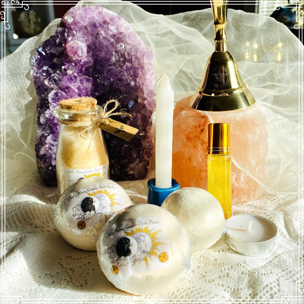 Goddess Self Care Bath Collection, Candles, Bath Bombs, Crystals and Oil