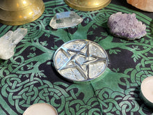 Load image into Gallery viewer, Silver Plated Pentacle Altar Tile, Solid Metal, Wicca, Witchcraft Altar
