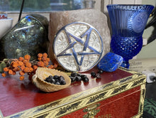 Load image into Gallery viewer, Silver Plated Pentacle Altar Tile, Solid Metal, Wicca, Witchcraft Altar
