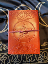 Load image into Gallery viewer, Mystic Travels Journal | Leather | Sustainable Tree Free Paper | Handmade Journal | Grimoire | Wicca

