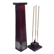 Load image into Gallery viewer, Incense Tower Ash Catcher Incense Stick &amp; Cone Holder with 10 Frangipani Incense Cones - 12&quot; High Aromatherapy
