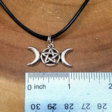 Load image into Gallery viewer, Stainless Steel Triple Moon Amulet | Witch | Wicca | Goth | Jewelry
