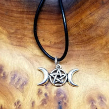 Load image into Gallery viewer, Stainless Steel Triple Moon Amulet | Witch | Wicca | Goth | Jewelry
