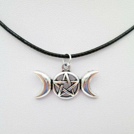 Stainless Steel Triple Moon Amulet | Witch | Wicca | Goth | Jewelry