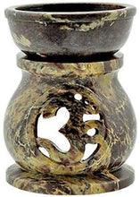 Load image into Gallery viewer, Soapstone OHM Symbol Essential Oil Burner Diffuser Aroma Lamp | mediation | Wicca | new age
