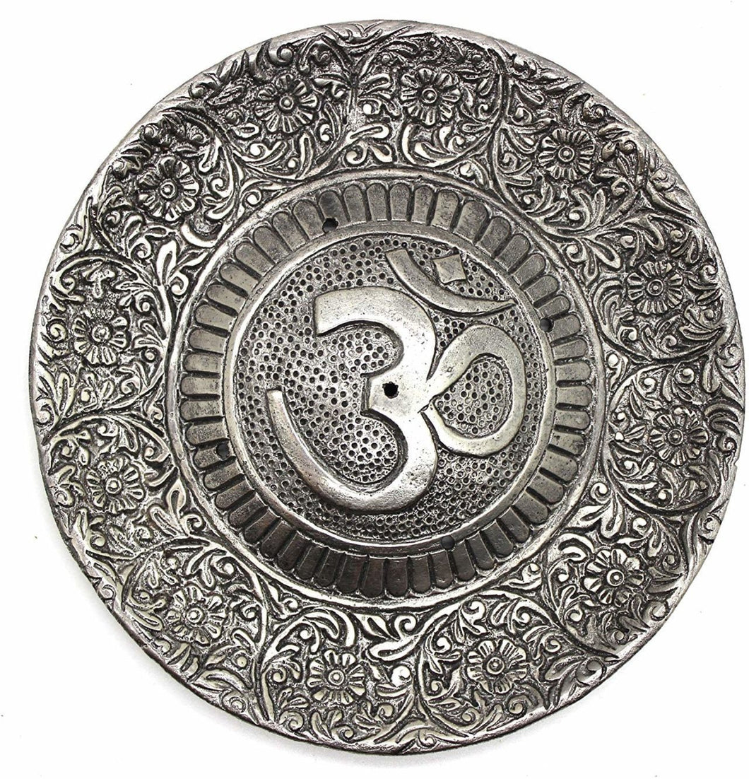 Ohm incense plate 4 inch | metal | new age