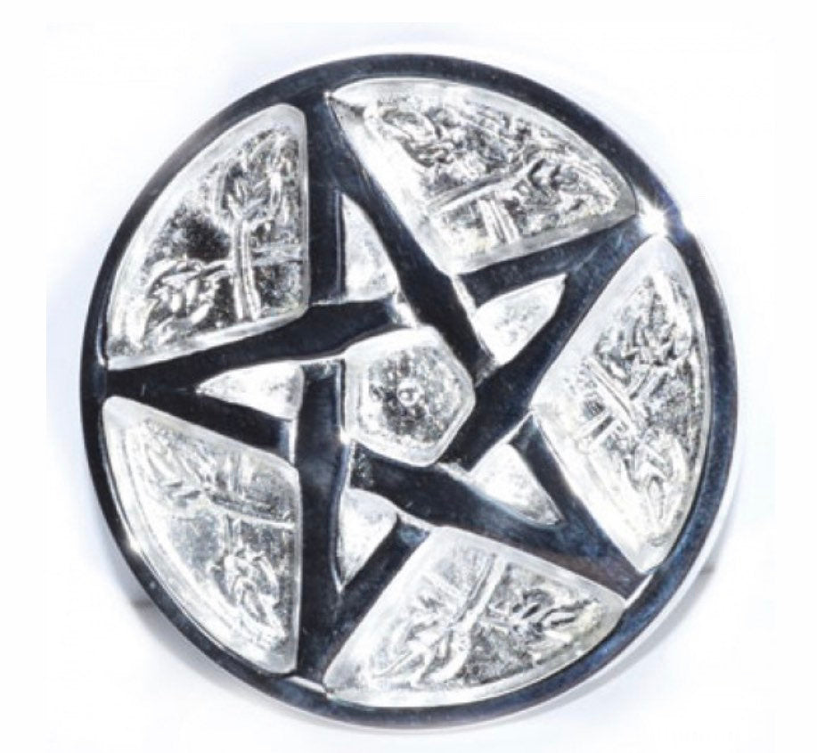 Silver Plated Pentacle Altar Tile, Solid Metal, Wicca, Witchcraft Altar