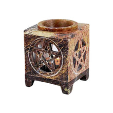 Load image into Gallery viewer, Soapstone Pentacle Essential Oil Diffuser | Tealight Candle Holder
