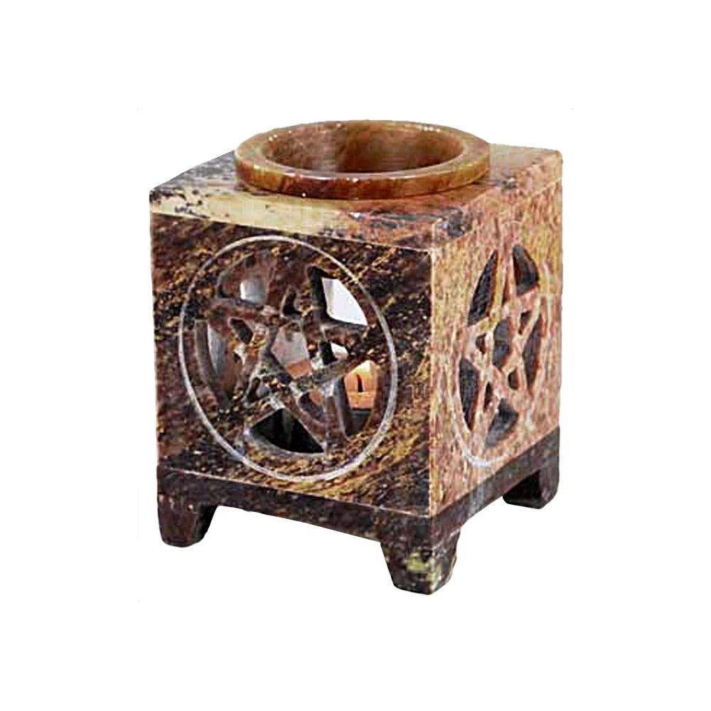 Soapstone Pentacle Essential Oil Diffuser | Tealight Candle Holder