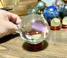 Load image into Gallery viewer, Small Crystal Ball with Stand | Glass Sphere | Divination | Clear Crystal
