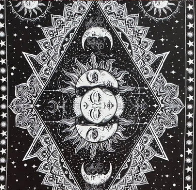 Triple Face Sun Mandela Tapestry | 6ft x 9ft | Wicca