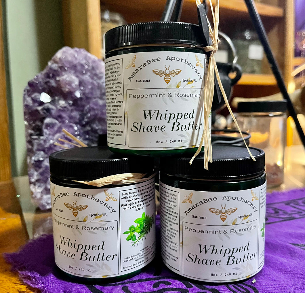 Rosemary and Peppermint Whipped Shave Butter | Energizing | Softening | Free Trade | Organic