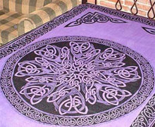 Load image into Gallery viewer, Celtic Design Tapestry | Purple and Black | 6ft x 9ft | Mandala | Wicca | Witchcraft
