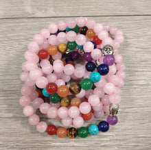 Load image into Gallery viewer, Natural Rose Quartz Stone Beads 7 Chakra Healing Bracelet Yoga 8MM

