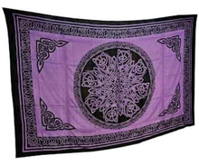 Load image into Gallery viewer, Celtic Design Tapestry | Purple and Black | 6ft x 9ft | Mandala | Wicca | Witchcraft

