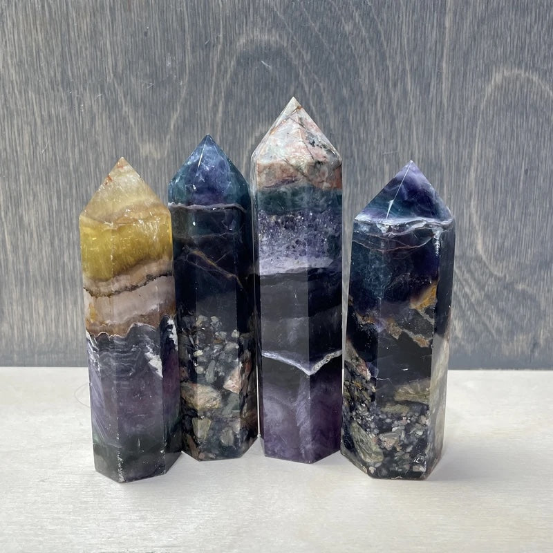 Rainbow Fluorite Tower | Fluorite Crystal Tower| Fluorite Point | Healing Crystals | Witchcraft Supplies 3.5 in