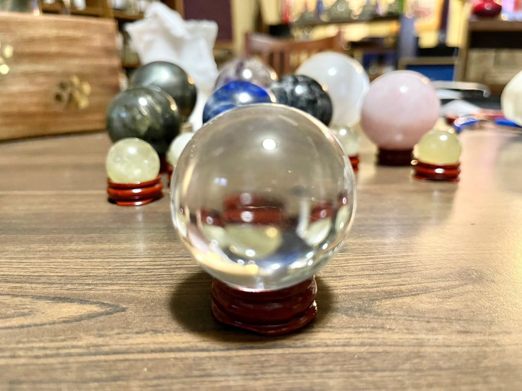 Small Crystal Ball with Stand | Glass Sphere | Divination | Clear Crystal