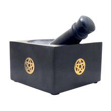 Load image into Gallery viewer, Large Soap Stone Mortar &amp; Pestle | Pentacle | Wicca | Witchcraft
