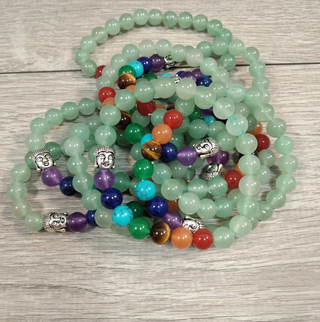 Green Aventurine Stone Beads 7 Chakra Healing Bracelet Yoga 8MM