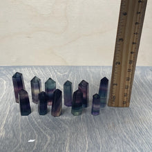 Load image into Gallery viewer, Rainbow Fluorite Tower | Fluorite Crystal Tower| Fluorite Point | Healing Crystals | Witchcraft Supplies 1.5&quot;-2&quot;
