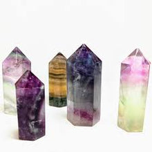 Load image into Gallery viewer, Rainbow Fluorite Tower | Fluorite Crystal Tower| Fluorite Point | Healing Crystals | Witchcraft Supplies 1.5&quot;-2&quot;
