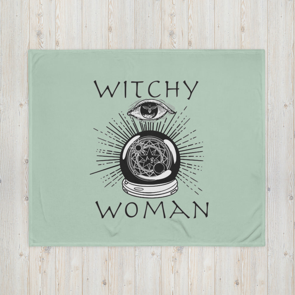 Witchy Woman Sage Throw Blanket